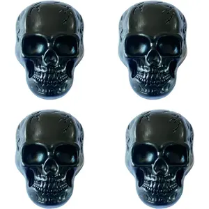 Set of 4 Skull Drawer Knobs, Cabinet Knobs, Drawer Pulls, Halloween Home Decor (Black-Alloy Skull Knobs)