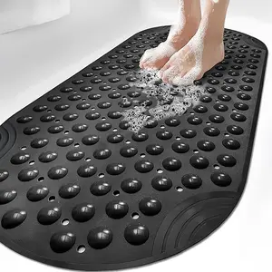 DEXI Bathtub Mat Non Slip, Extra Long 39x16, Suction Cups, Drain Holes, Machine Washable for Tub Shower Floor, Clear