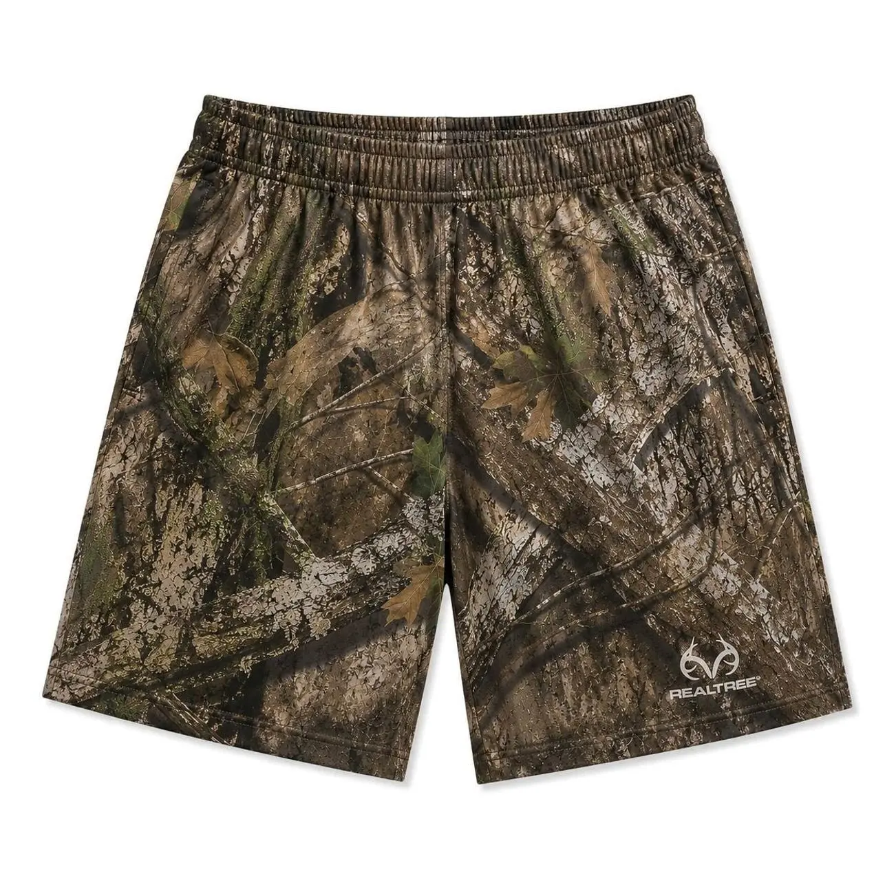 Realtree Men's Hunting Camo Athletic Shorts – Breathable Outdoor Performance Shorts with Elastic Waist