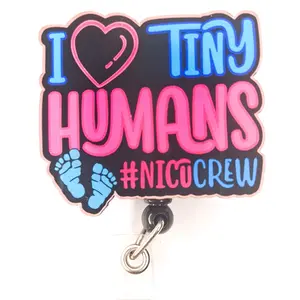 Nicu I love tiny human - retractable badge identification holder - badge reel - L & D badge reel - labor and delivery badge holder - healthcare reel - ob gyn reel  -RN LPN NP doctor badge reel - gynecologist badge holder - cute gift