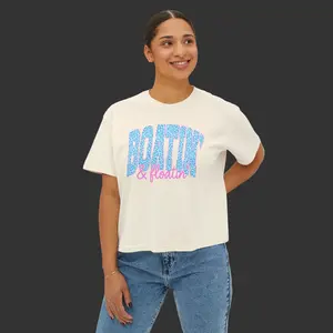 Boatin' & Floatin' Women's Boxy Tee — Nautical Summer Graphic Top