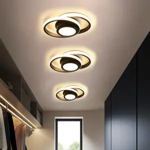 Modern Round Ceiling Light with Adjustable Three-Color LED, Semi-Recessed Design for Corridor, Balcony, and Walk-In Closet