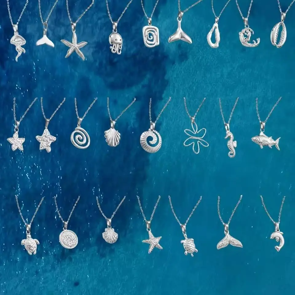 Fashion 1pc Stainless Steel Starfish S Conch Sea Turtle Fish Tail Pendant Necklace Marine Animals Necklace Women Girls Gift