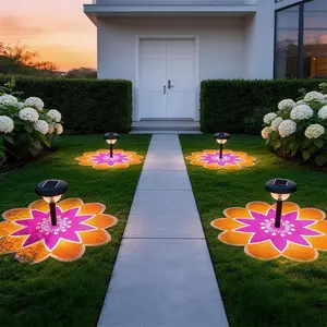 Solar Petal Projection Lamp, Floral Wall Light, Outdoor Desktop Decorative Lamp, Holiday Garden Lighting, Suitable for Backyard, Garden, Pathway