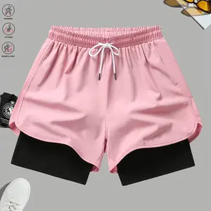 Women’s casual athletic shorts with built-in lining, drawstring, and elastic waistband — suitable for fitness, running, and everyday wear; lightweight summer shorts