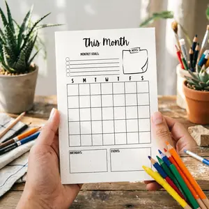 10 Sheets Monthly Planner Template, Minimalist Bullet Journal Calendar for Students & Professionals, Includes Birthday & Event Tracking