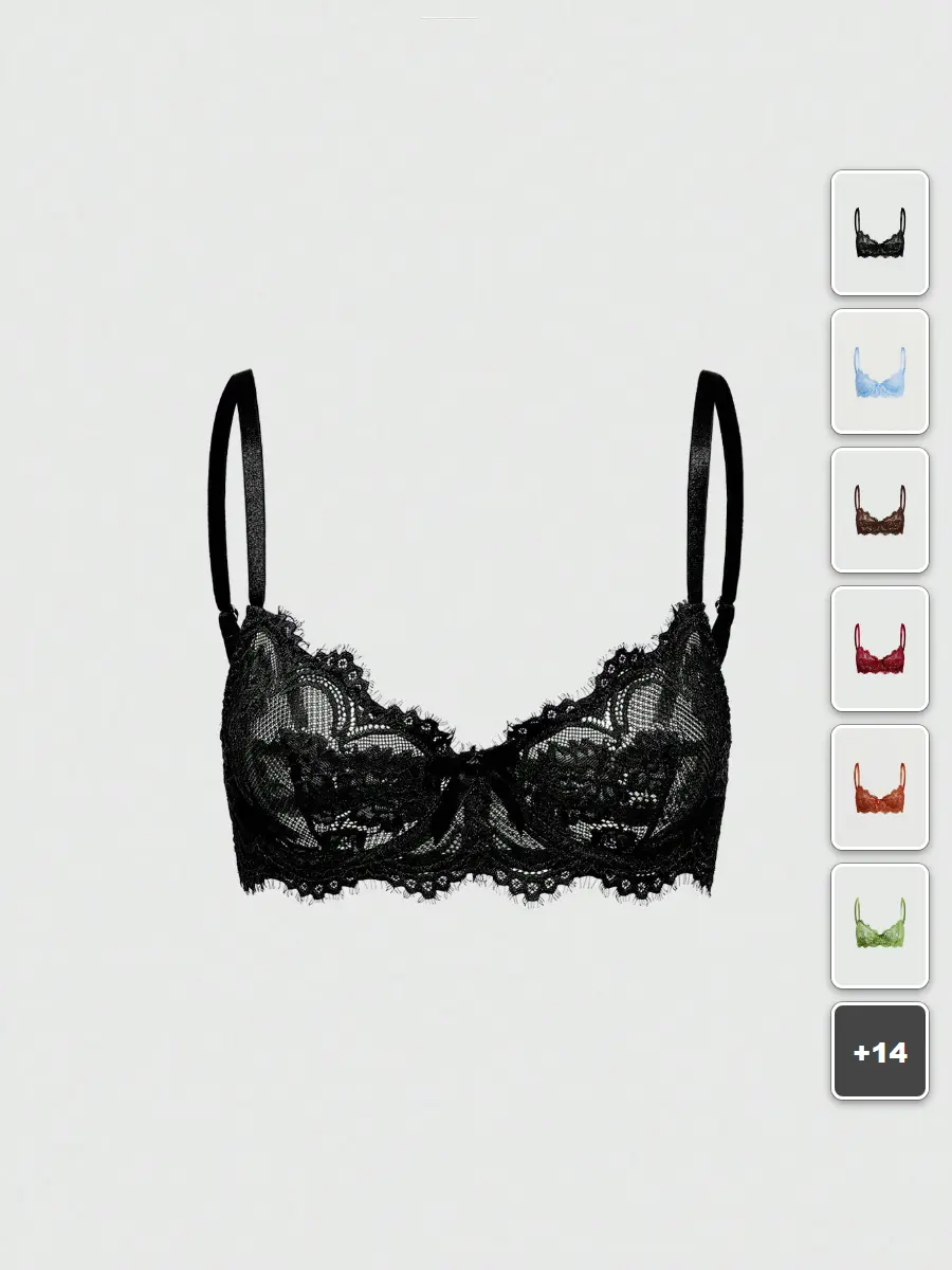 Goth Lace Bralette Floral Underwire Triangle Cup Dark Academia Clubwear