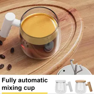 Self-Stirring Mug, Electric Stirrer Coffee Cup 400ML High Borosilicate Glass, Rotating Home Office Travel Mixer for Coffee/milk/protein Powder