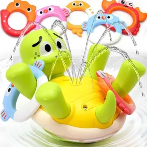 Baby Bath Toys for Toddlers Turtle Bath Toy with Sprinkler & 5 Rings Bathtub Water Fountain Spray Toy Pool Water Play Toy for Kids Outdoor Water Table Toy Birthday Gift for Boys & Girls