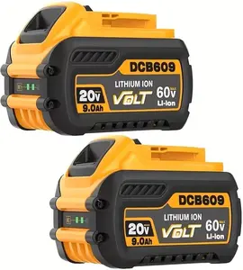 Lithium Ion 2-Pack 9.0Ah 20V/60V MAX Replacement Battery – High-Capacity, Long-Lasting, Affordable Premium Alternative for DeWalt Cordless Tools DCB606, DCB609, DCB205