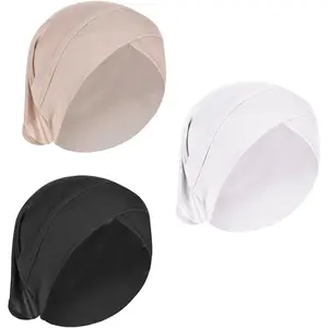3 count Muslim Inner Hijab Caps Women Solid Color Under Hijab Caps Stretchy Breathable Full Cover Undercap Tube Bonnet