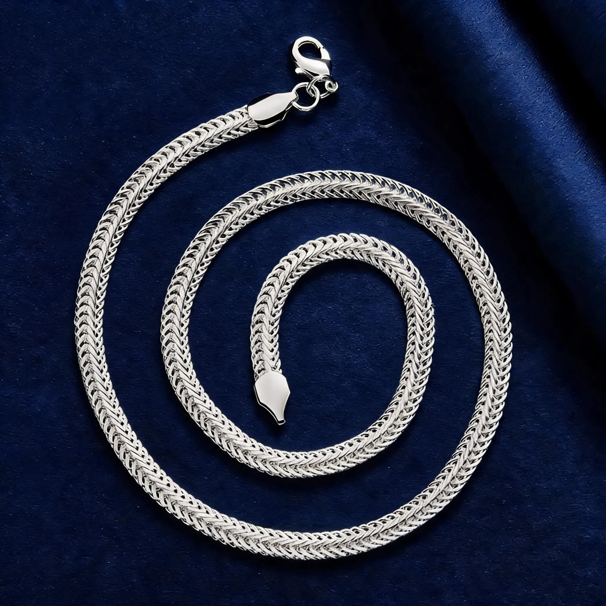 Silver Chain for Men Women, 925 silver plated Over 6mm Foxtail Chain Necklace for Men  Women Jewelry Diamond Cut Mens Chains Gifts for Birthday Christmas Thanksgiving  20"  24" Inch
