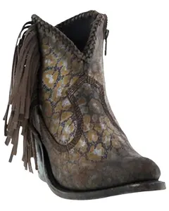Liberty Black Women's Chloe Leopard Print Braided Fringe Western Booties Snip - Bblb-712320 Aq