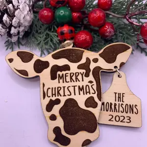 Personalized Merry Christmas Cow Ornament