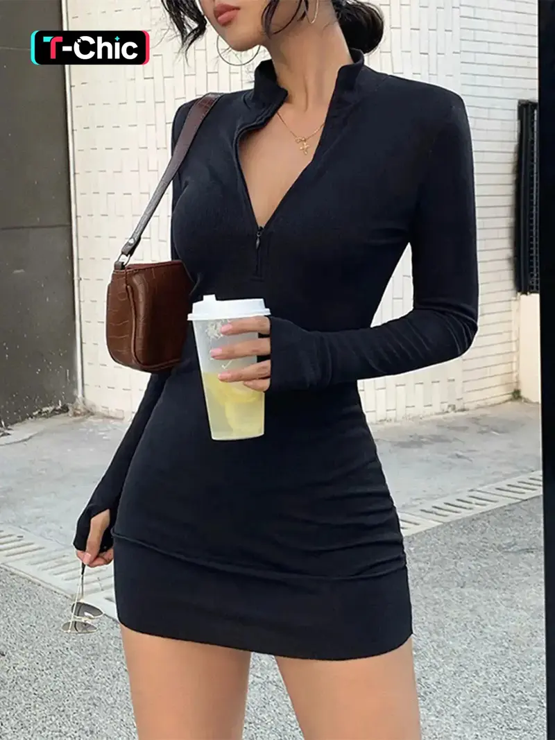 Zip front dress black - TikTok Shop Zip front dress black - TikTok Shop