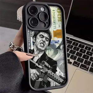 Creative Scar Face Painted Pattern Case for iPhone 16 17 15 14 Pro Max 13 12 11 Air XR XS E Plus Shockproof Drop Protection Rugged Durable Silicone Cover