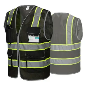 COOLJOB 9 Pockets Reflective Mesh Safety Vest for Men, Hi-vis Work Vest for Construction, Class 2 ANSI Standard