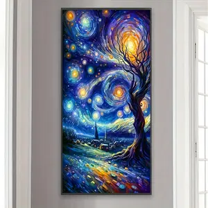 Starry Night Tree Pattern DIY Diamond Arts Colorful Painting Kit without Frame, DIY 5D Diamond Arts Colorful Painting Kit, Wall Art Decor for Home, Diamond Painting Kits