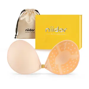 Niidor Exclusive Breathable Adhesive Bra with Magnetic Buckle One-Sec Wear Ultra Breathable Sweat-Proof Summer Essential Gift Box & Satin Pouch Set Perfect Holiday Gift for Her Womenswear