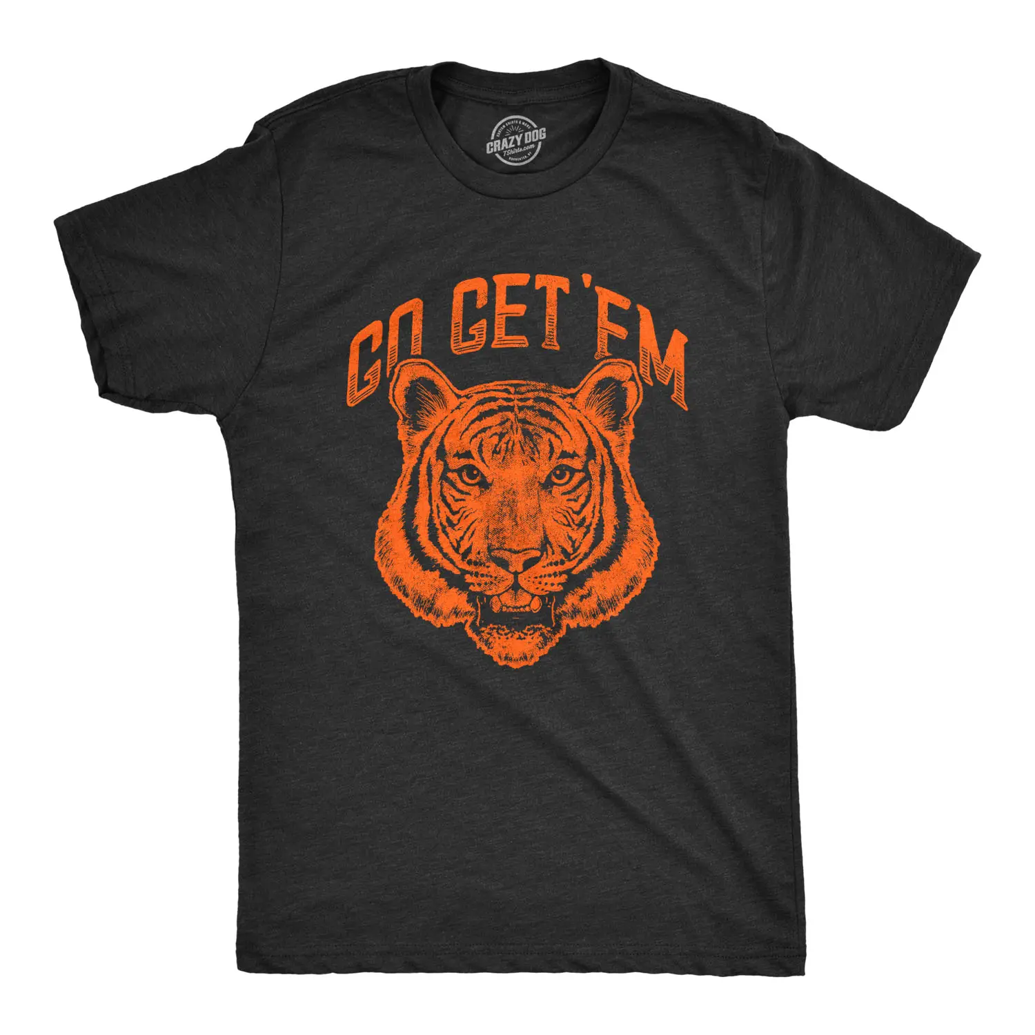 Mens Go Get Em Tiger T Shirt Funny Motivational Big Cat Tee Mens Funny T Shirts Cool Vintage Fashion T-Shirt Gift Classic Menswear Motivational Apparel for Men Funny Cat Short Sleeve Novelty Tees for Guys Black