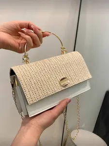 Summer 2026 Straw Weave Women'S Small Tote Bag Fashion Solid Color Crossbody Square Bag Handwoven Purse