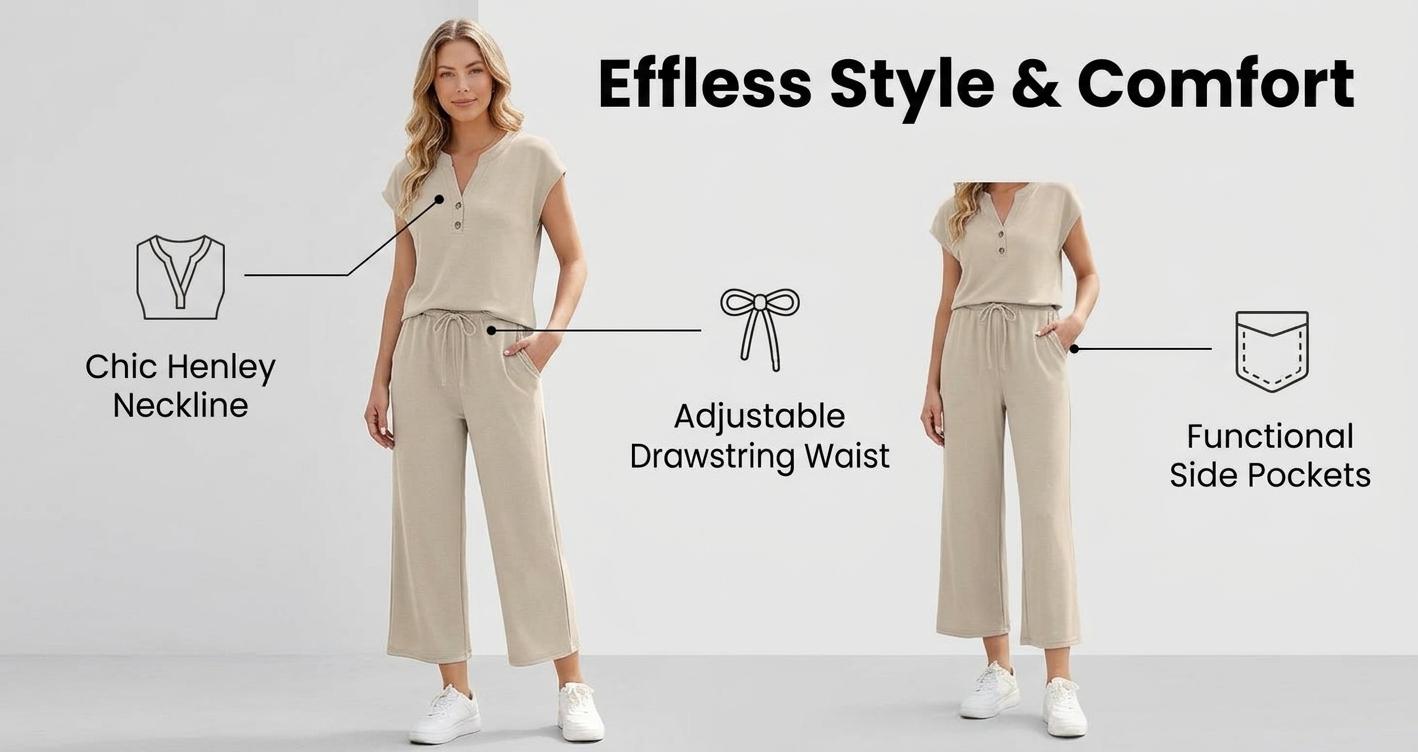 JointlyCreating Two Piece Lounge Set for Women Spring Vacation Beach Travel Airport Outfits Casual Cruise Fashion Clothes & Pants Womenswear Style