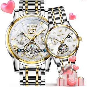 OLEVS Watch OLEVS Couple Pair Watches Set Automatic Mechanical Self Winding Dress Matching Watch for His and Hers Gifts