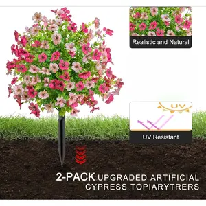 High-Quality Outdoor Artificial Violet Flowers, UV Resistant Plastic, Includes Plant Stand, Garden Decor, Spring Summer Festivals, Plastic Flower Decoration