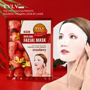 Strawberry Face Mask Sheet Set, Hydrating & Brightening, Soothing Overnight Skincare, Moisturizing & Locking Water, 1 Box of 10 Sheets