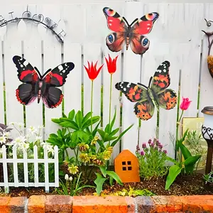Colorful Butterfly Wall Art 3-Pack, Iron Pendulum Decor for Garden, Yard, Living Room, Bedroom, Patio, Balcony, Outdoor Fence Art