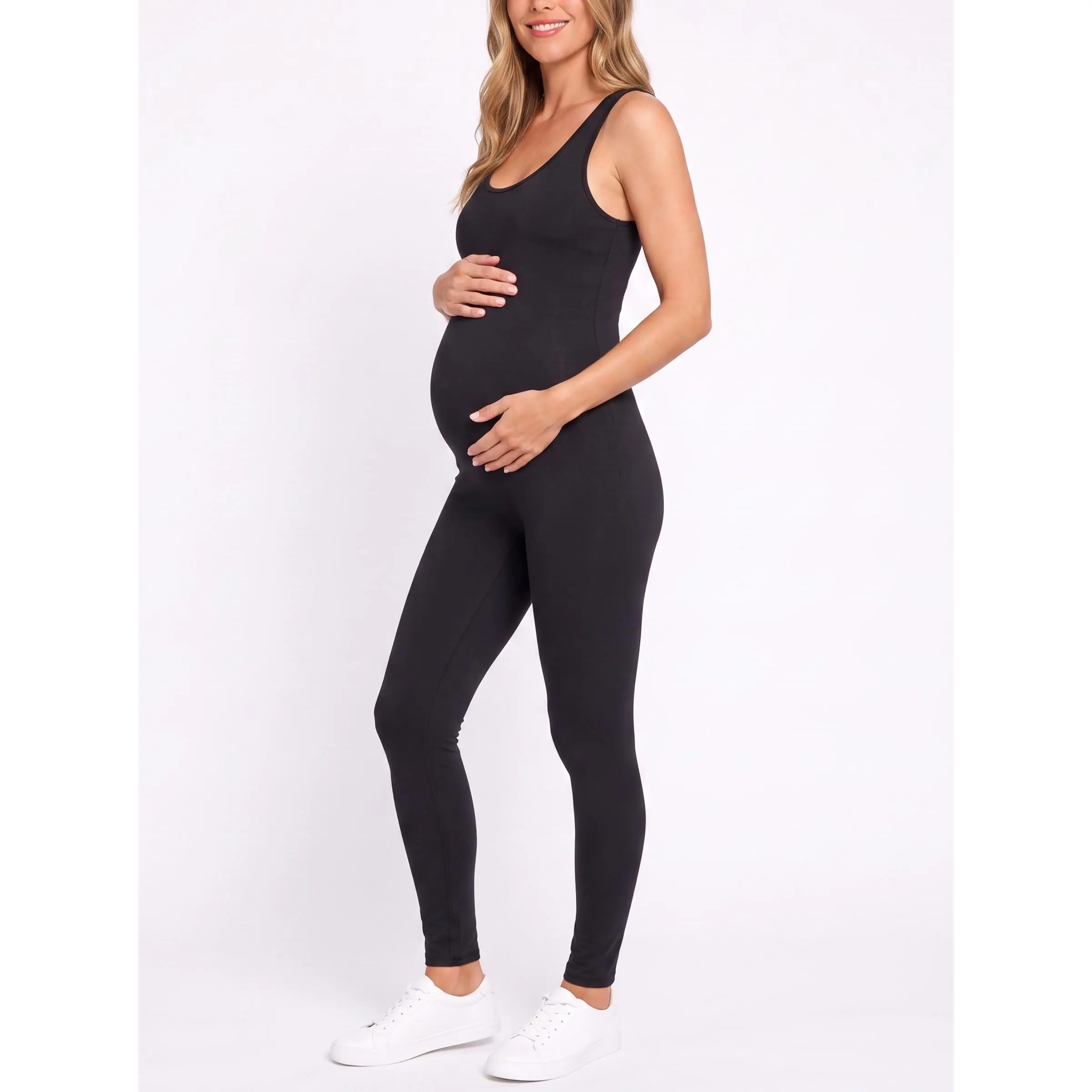 Motherhood Maternity Women's Scoop Neck Sleeveless Maternity Unitard - Maternity Jumpsuit