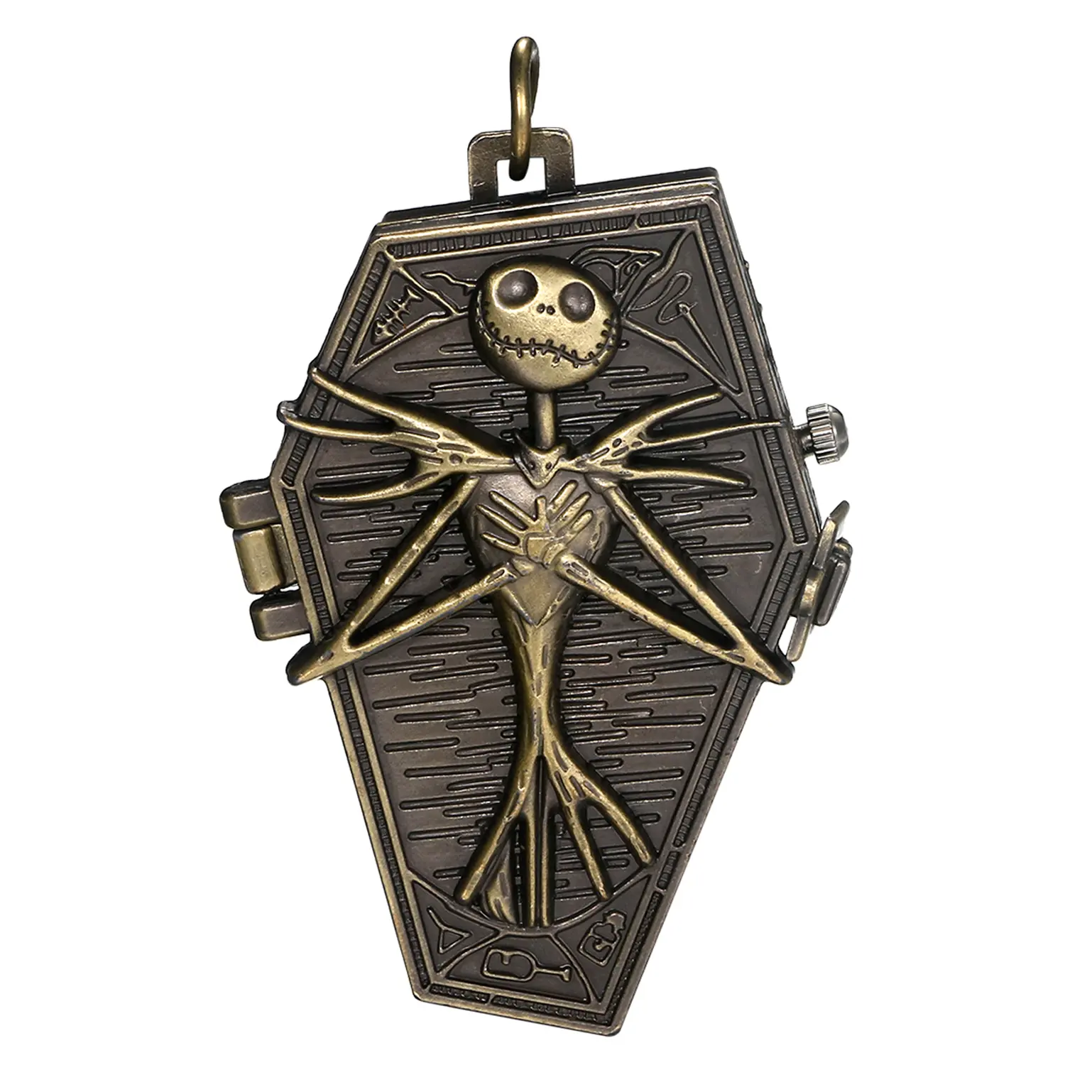 OIDEA Men's Skull Motif Quartz Pocket Watch - Antique Tone, Fine Details, Accurate Clock, Gothic Pendant Sweater Chain Necklace - Edgy Fashion Accessory, Halloween Enthusiast Gift