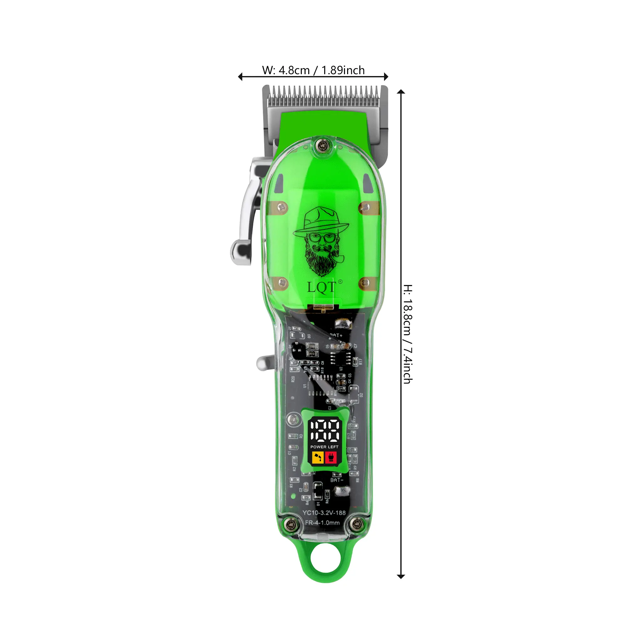 LQT Transparent Hair Clipper with LED Power Display Cordless Electric Hair Trimmer for Men Professional Barber Clippers