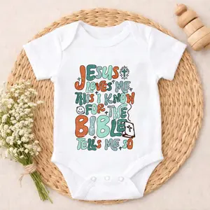 Jesus Loves Me This I Know For The Bible Tells Me So Baby Bodysuit Funny Jumper for Infants Funny Baby   Toddler Size Gender Reveal Modern Look Funny Sarcastic  Novelty