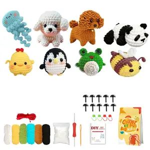Beginner DIY Crochet Kit with 8 Cute Animal Figures, Easy-To-Learn, Perfect Gift, Stress Relief, Includes Video Tutorial
