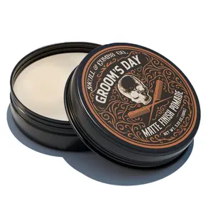 Skull & Combs Co. Groom’s Day Pomade Matte Finish, Medium Hold Hair Pomade – Barber-Made Styling Cream for All Genders, Easy Wash Out, Clean, Fresh Scent 3.53 oz