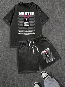 A washed retro T-shirt paired with shorts, the latest 2026 style, a fashionable street hip-hop casual outfit for both men and women, suitable for various holidays such as Women's Day and St. Patrick's Day.36