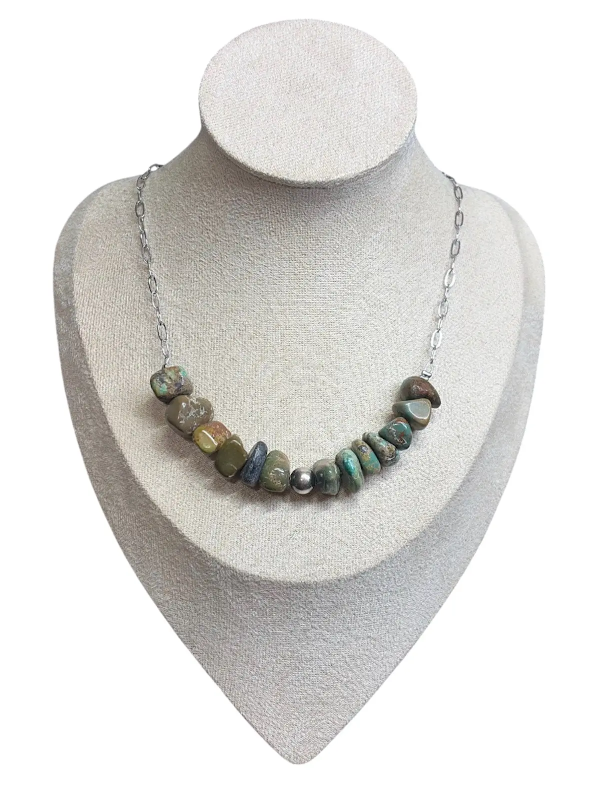 Chunky Turquoise Nugget & Sterling Pearl Necklace (see description)