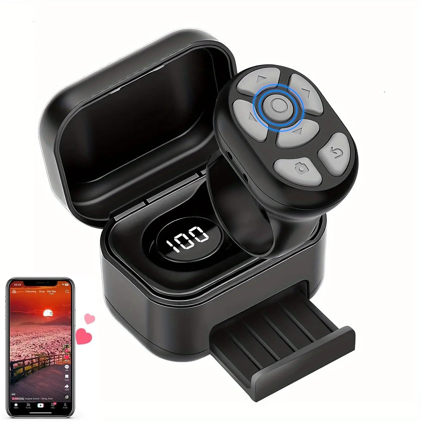 Wireless Phone Selfie Remote Control Ring, 3 in 1 Video Rolling Ring Function & Remote Camera Shutter Function, Mobile Phone Accessories, Electronic Gadgets for iPhone, iPad, Android Phone, Smartphone