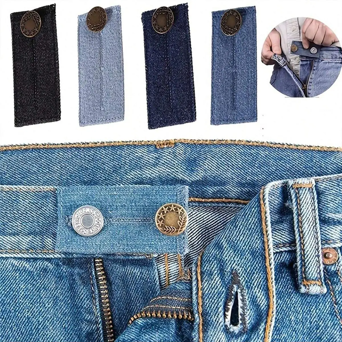 Jeans Waist Extender, 4 Counts/set Detachable Jeans Button, Sewing Accessories for Jeans, Pants, Skirts, DIY Sewing Supplies