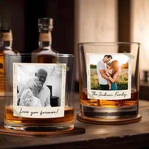 Custom Photo Dad Est Whiskey Glass, Grandpa Gift, Dad Glass, Gifts For Him, Portrait Photo Grandpa Glass, Dad Gifts, Gifts For Dad, Father's Day Gift New Dad