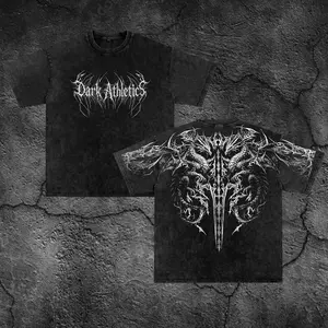 [Dark Athletics Series] Dragon Blade Gym Oversize Washed T-shirt, Gym Apparel, Workout Wear, Training Men's Top, Aesthetic Shirt, Discipline, Strength, Focus