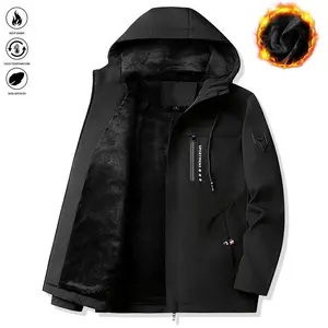 Men's hooded sports jacket with wool lining for warmth, loose zipper closure and letter details, winter hooded jacket, men's jacket, men's outerwearRAIMENTRY