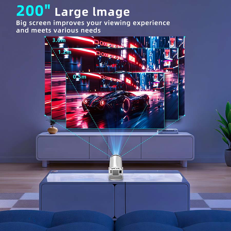 Upgraded Premium Version projector 4k, Android 12.0 & Bluetooth 5.2 smart projector. Features auto keystone correction & manual focus, projector compatible home theater ideal for outdoor travel, home viewing, Fast connection outdoor movie projector.