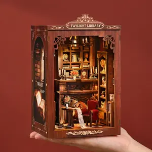 Soothee DIY Book Nook Kit with LED Lights | 3D Puzzles for Adults & Teens, Miniatures and Model Building Kits for Bookshelf Decor, Relaxing & Unique Gift for Craft Lovers | Twilight Library