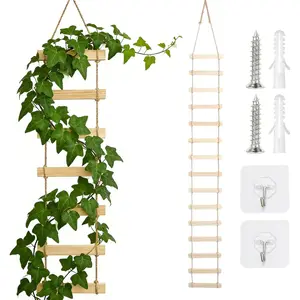 Extra Tall 6ft Wooden Ladder Trellis for Climbing  - Sturdy Indoor/Outdoor  Support,Easy Assembly & Space-Saving Vertical Garden Decor for Potted , Vines, Pothos, Monstera