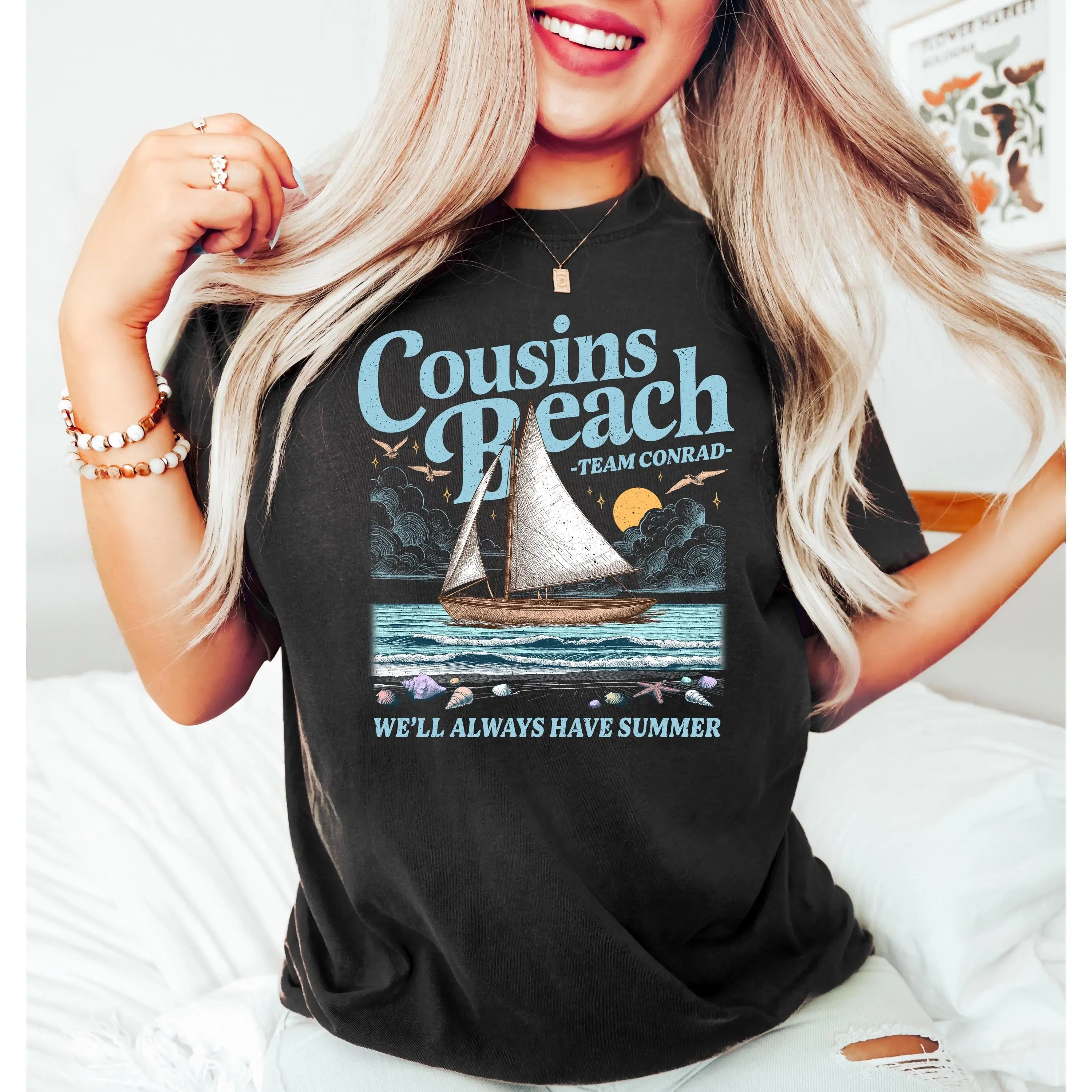 Cousins Beach Comfort T-Shirt, The Summer I Turned Pretty Shirt, Team Conrad Team Belly Team Jeremiah Tee, Funny Beach Gift, Summer T-Shirt