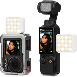 Pocket 3 4  Fill Light Accessories, 6500K Adjustable Video Light For Xtra Muse with Quick Release Cold Shoe Base, Compatible with   Action 5 Pro/4/3 Camera Cage Attachment White