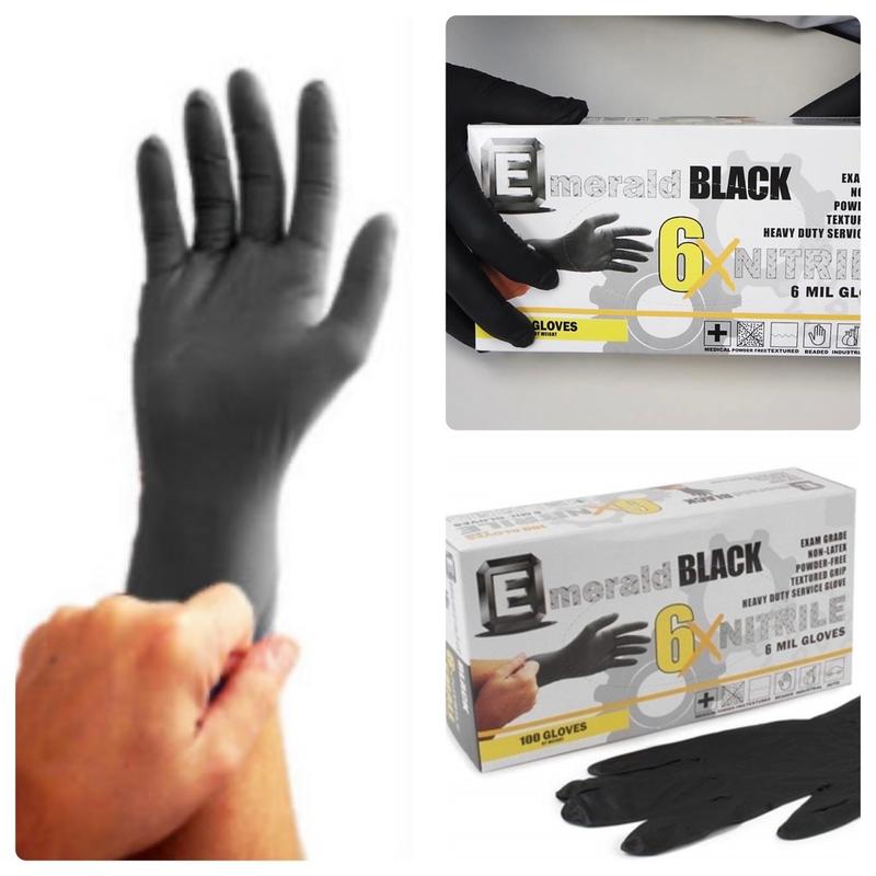 Black 6X Powder Free 6-MIL Nitrile Disposable Gloves box of 100 gloves for Cleaning, mechanic, Black Color, Suitable for Various Cleaning Tasks