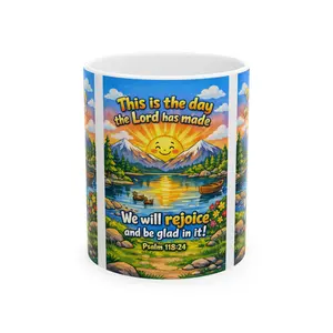 Psalm 118:24 Sunrise Landscape Mug | Scripture Ceramic Mug
